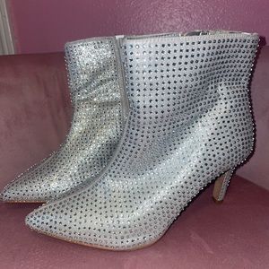 Torrid Silver Sparkle Booties WW